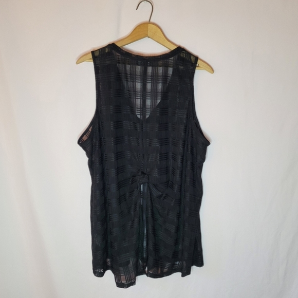 Plus size 2x sheer sleeveless gingham top black - Picture 2 of 12